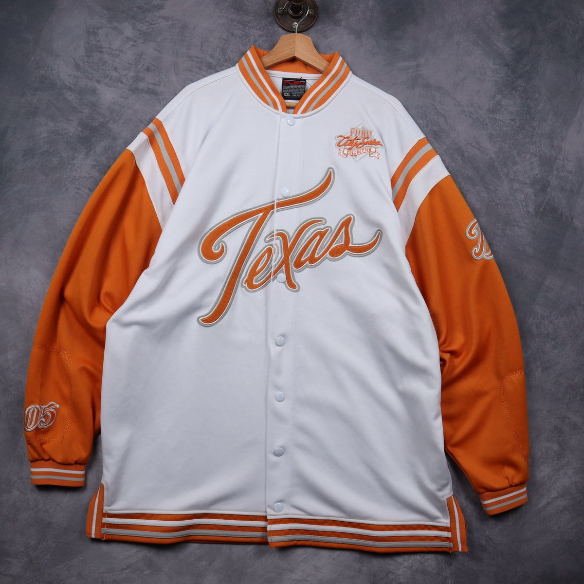 00s White FUBU Texas City Series Varsity Jacket 5939