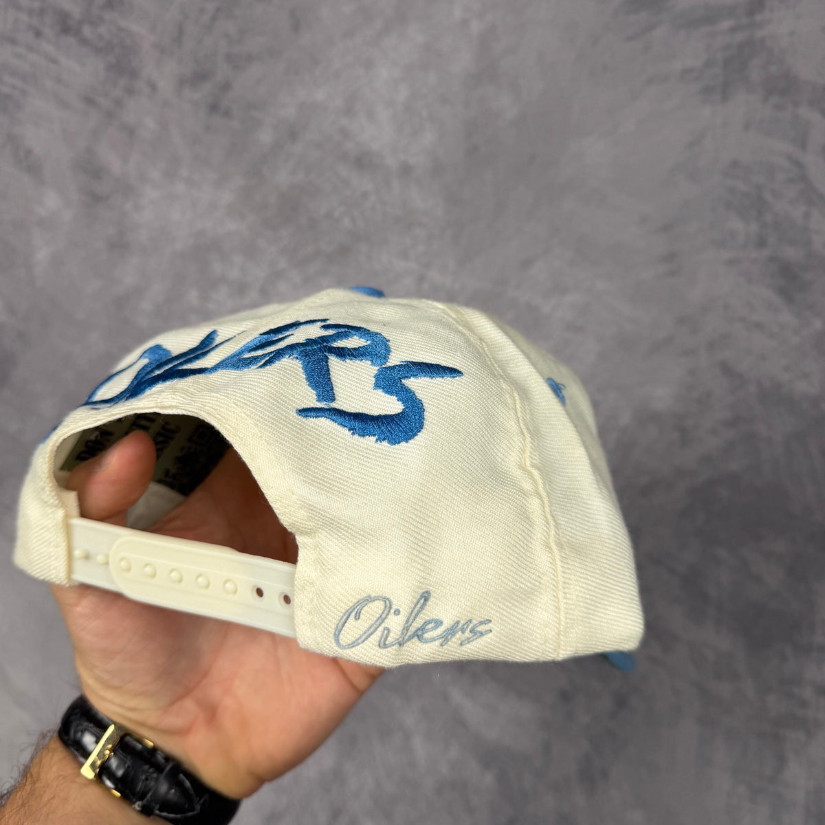90s Cream Houston Oilers Snapback Hat 6833
