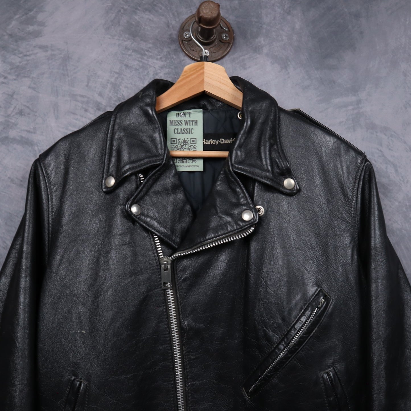 70s Black Harley-Davidson AMF Leather Motorcycle Jacket 5098