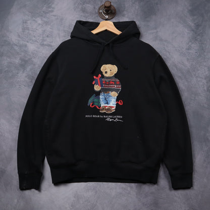 Early 00s Black Polo Ralph Lauren Polo Bear Hoodie 5401