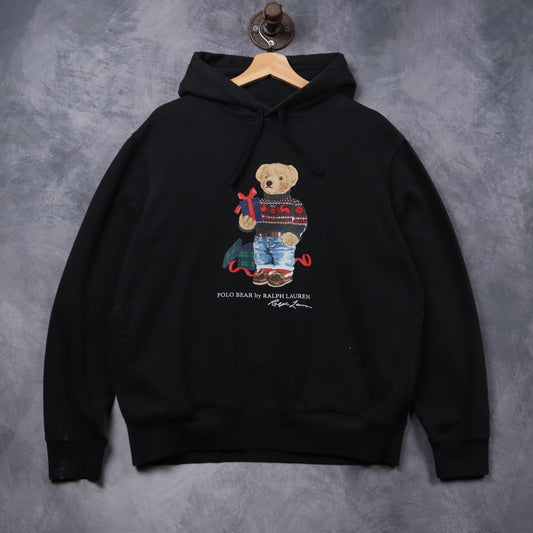 Early 00s Black Polo Ralph Lauren Polo Bear Hoodie 5401