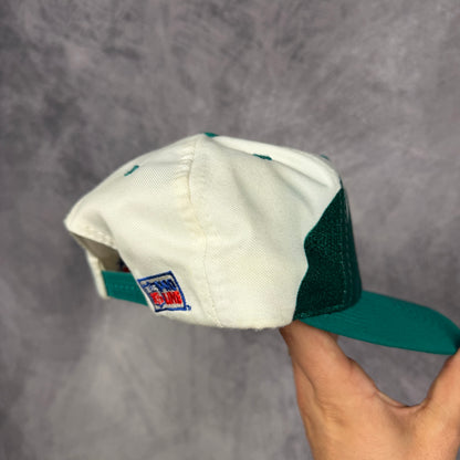 90s White Miami Dolphins Logo Athletic Sharktooth Snapback Hat 6818