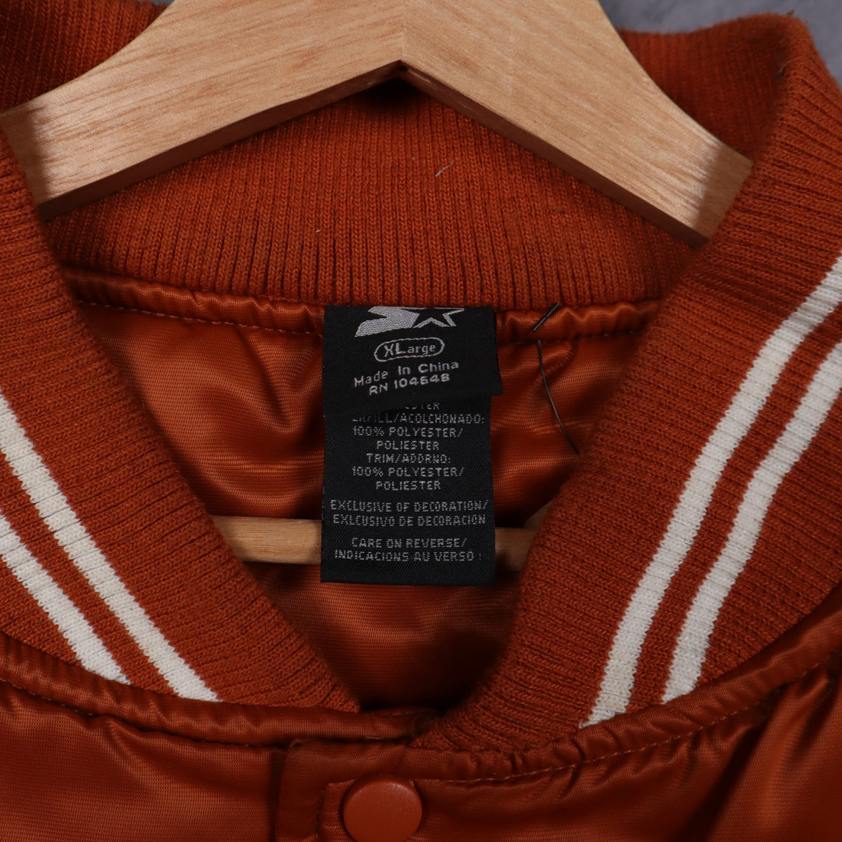 00s Burnt Orange Texas Longhorns Starter Satin Bomber Jacket 5913