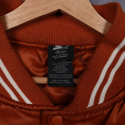 00s Burnt Orange Texas Longhorns Starter Satin Bomber Jacket 5913