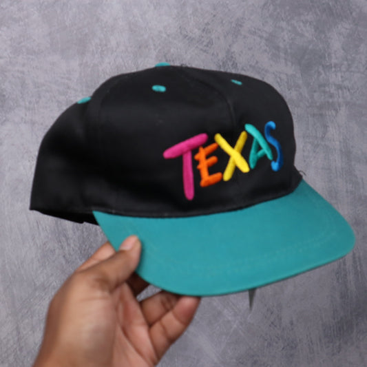 90s Black Texas Multicolor Embroidered Snapback Kids Hat 5515