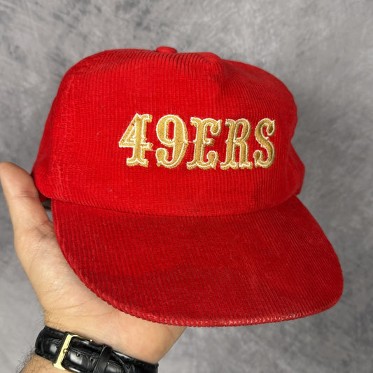 90s Red San Francisco 49ers Corduroy Snapback Hat 6812