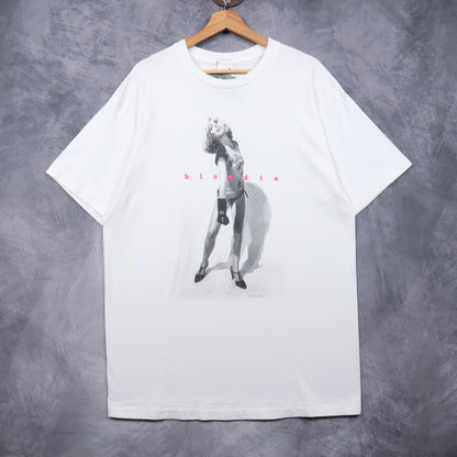 90s White Blondie Band Photo Shirt 4952