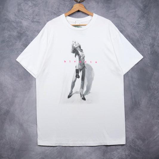 90s White Blondie Band Photo Shirt 4952