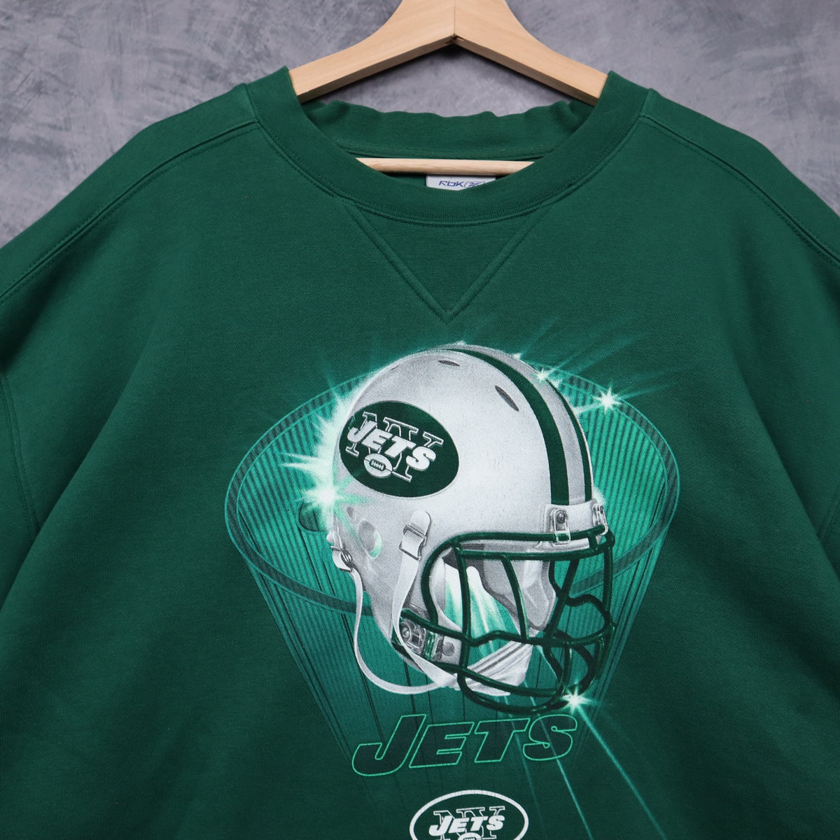 00s Green New York Jets Helmet Crewneck Sweatshirt 6447