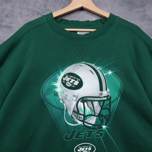 00s Green New York Jets Helmet Crewneck Sweatshirt 6447
