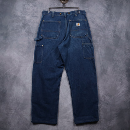 90s Dark Wash Denim Carhartt Double Knee Carpenter Work Pants 5063