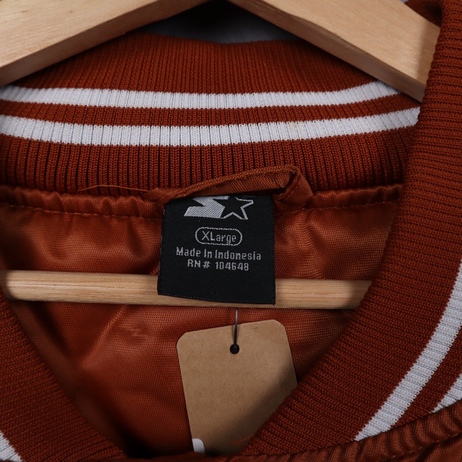 00s Burnt Orange Texas Longhorns Starter Satin Varsity Jacket 5912