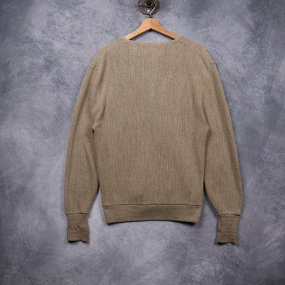 70s Tan Brown Lacoste Knit Cardigan Sweater 5473