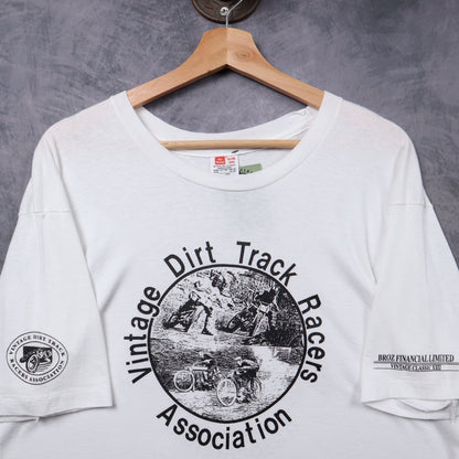 90s White Vintage Dirt Track Racers Association Shirt 5385