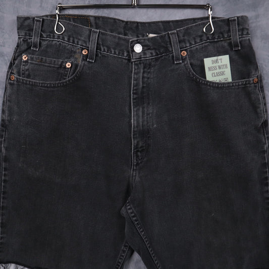 90s Faded Black Levi's 550 Cutoff Denim Shorts 5210
