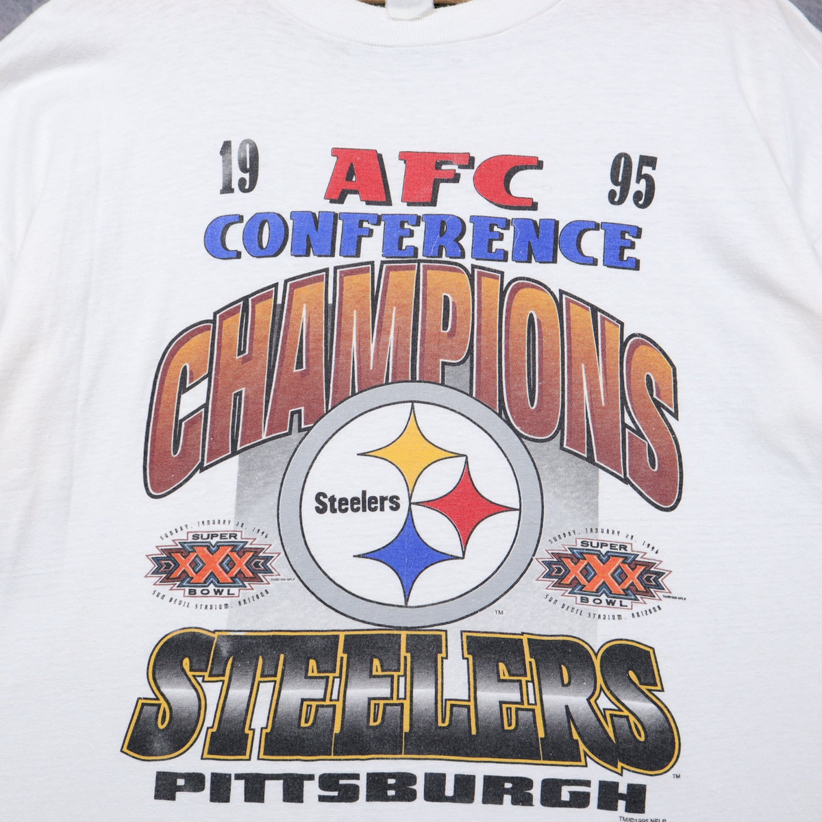 1995 White Pittsburgh Steelers AFC Conference Champions Shirt 6715
