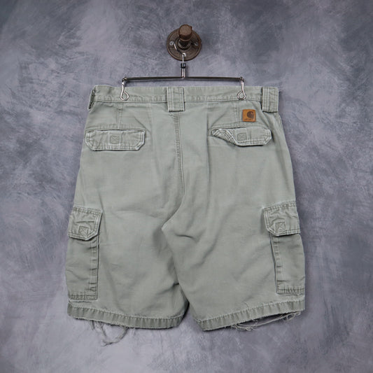Early 2000s Sage Green Carhartt Distressed Cargo Shorts 5198
