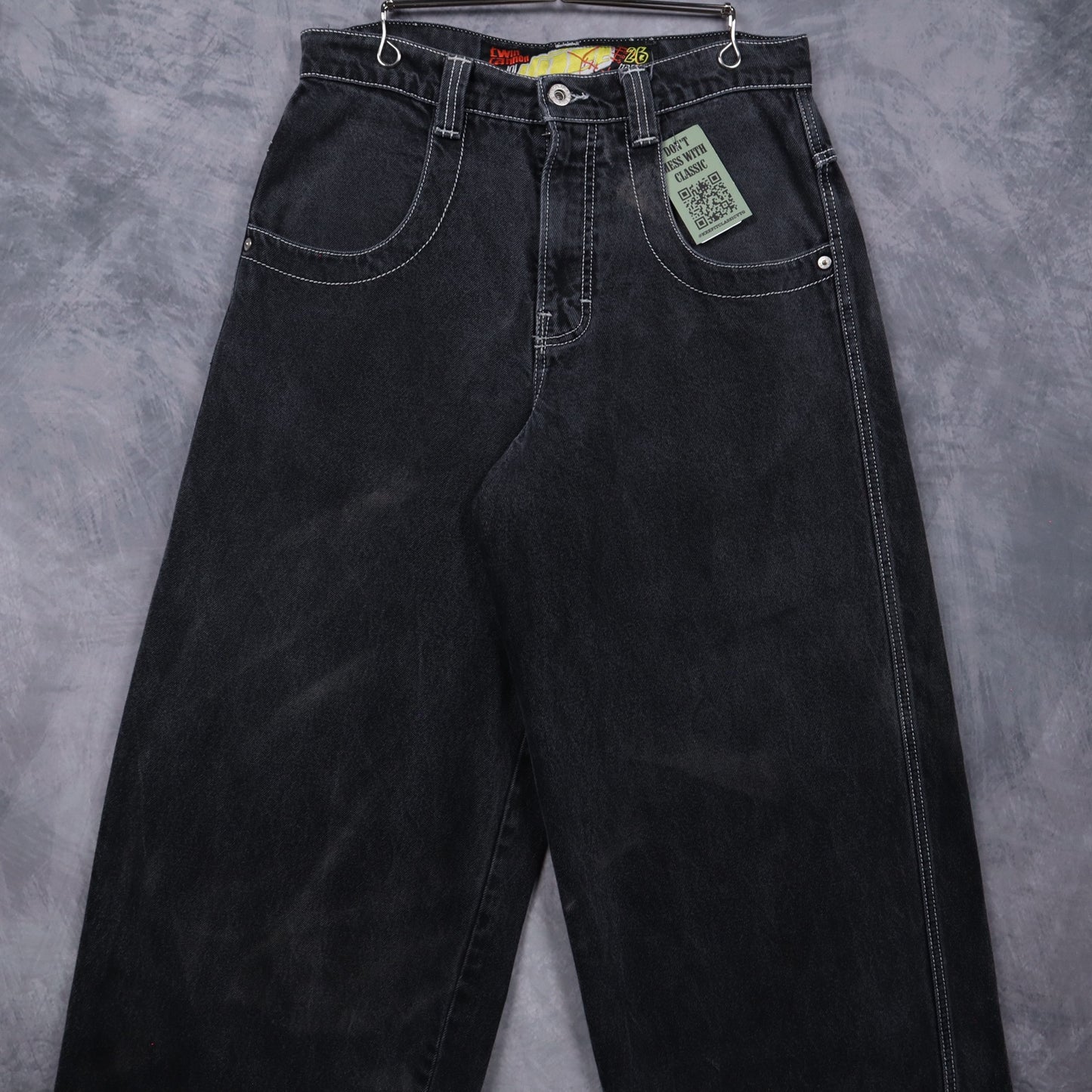 00s Faded Black JNCO Barrel Caliber 26 Wide Leg Jeans 5085