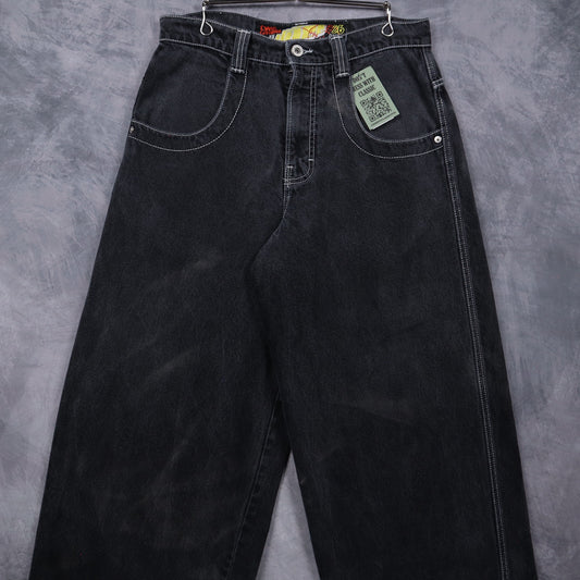 00s Faded Black JNCO Barrel Caliber 26 Wide Leg Jeans 5085