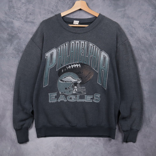 1996 Dark Grey Philadelphia Eagles Crewneck Sweatshirt 6537