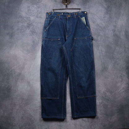 90s Dark Wash Denim Carhartt Double Knee Carpenter Work Pants 5063