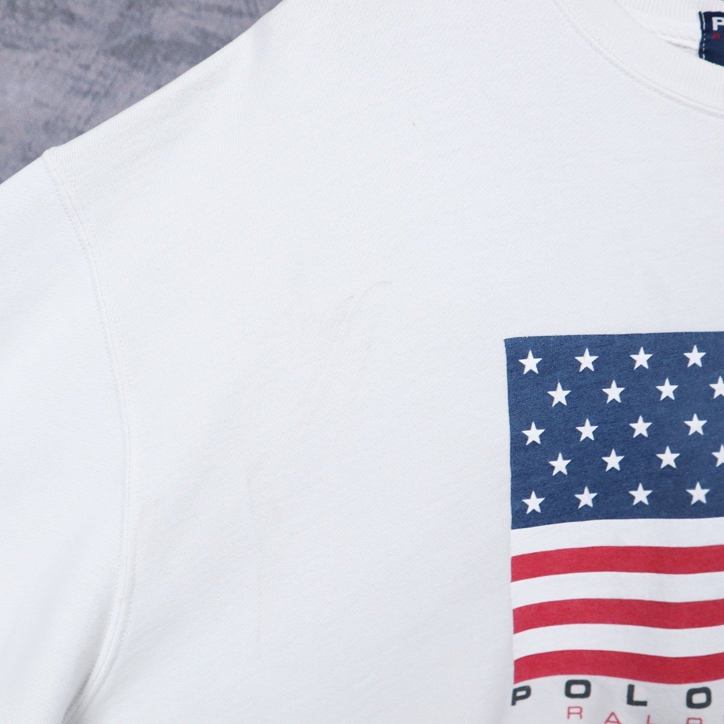 90s White Polo Sport Ralph Lauren Flag Sweatshirt 4868