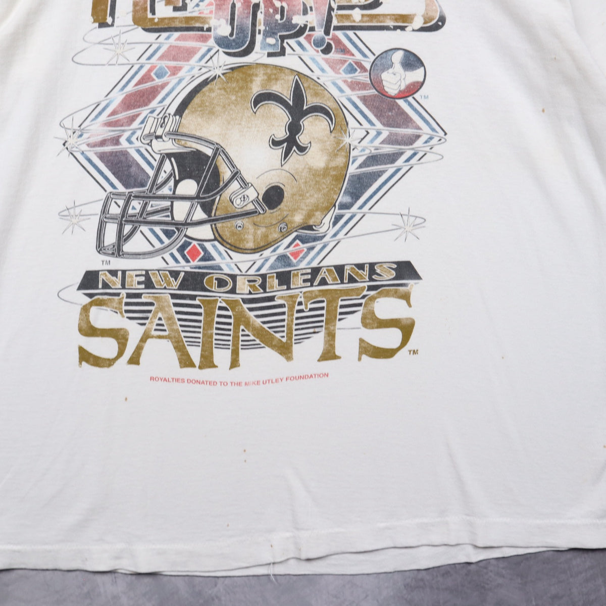 90s White New Orleans Saints Thumbs Up Big Graphic Shirt 6645