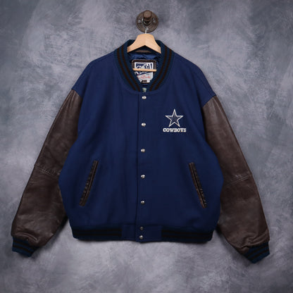 90s Navy Blue Dallas Cowboys GIII Carl Banks Varsity Jacket 6508