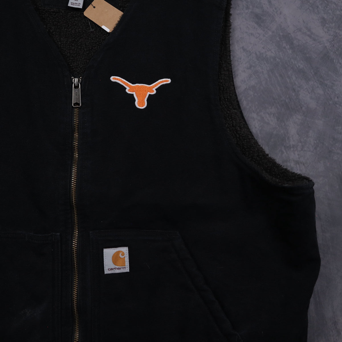 00s Black Carhartt Texas Longhorns Sherpa Lined Vest 5900