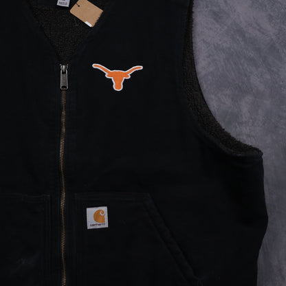 00s Black Carhartt Texas Longhorns Sherpa Lined Vest 5900
