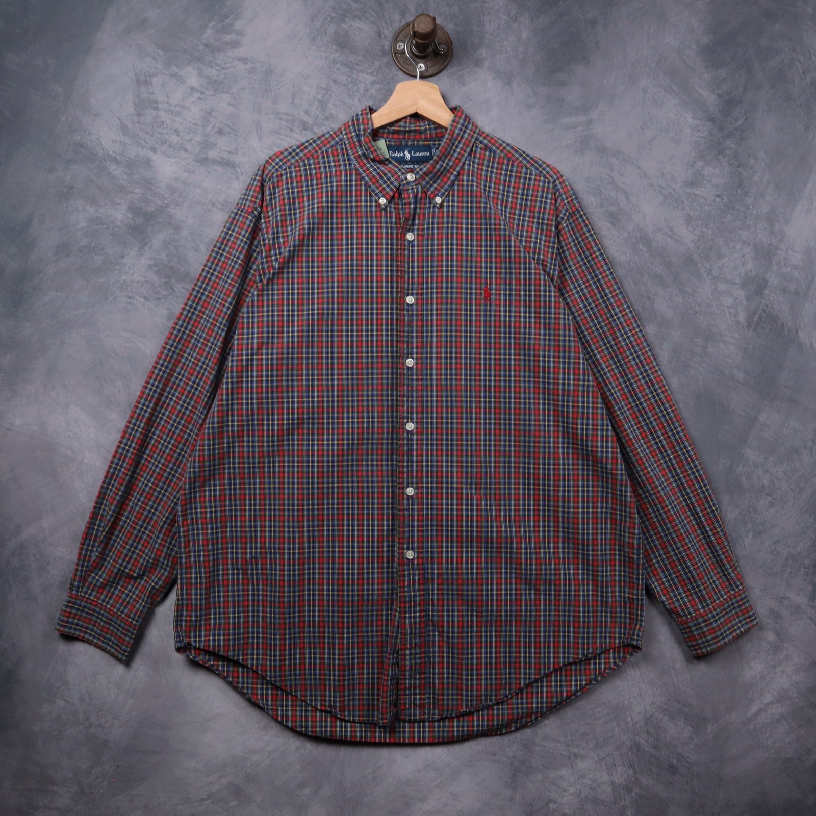 90s Polo Ralph Lauren Red Tartan Plaid Button Up Shirt 5406