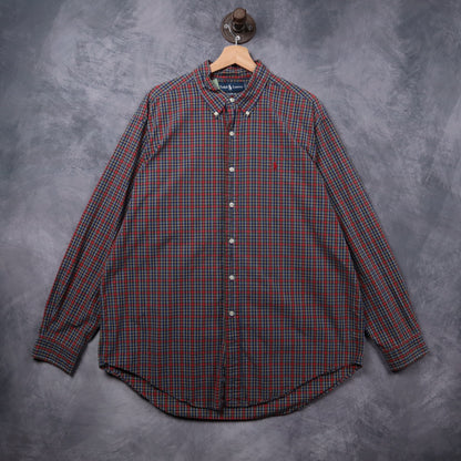 90s Polo Ralph Lauren Red Tartan Plaid Button Up Shirt 5406
