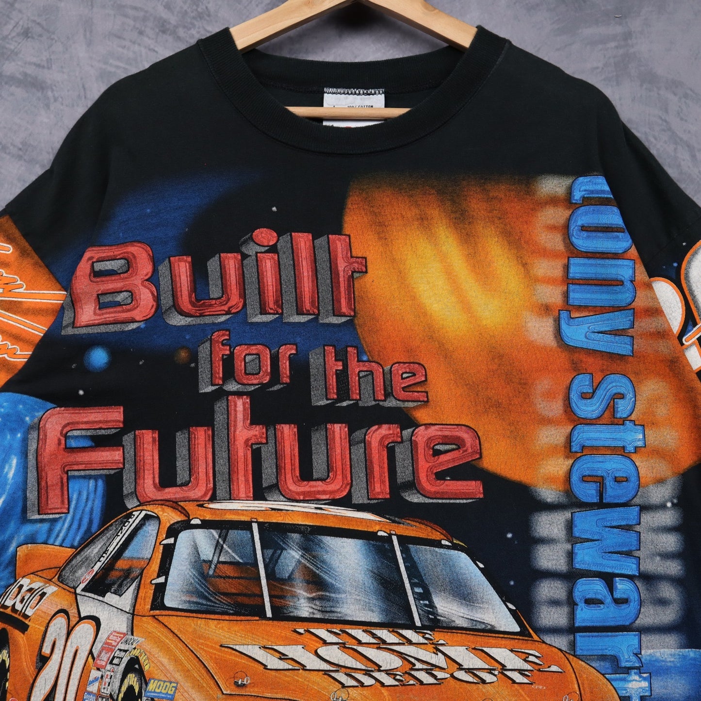 00s Black Tony Stewart NASCAR All Over Print Shirt 4916