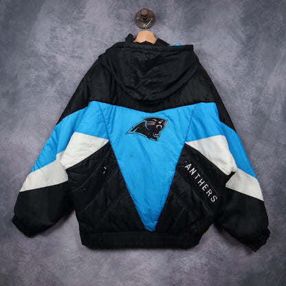 90s Black Carolina Panthers Pro Player Puffer Jacket 6522