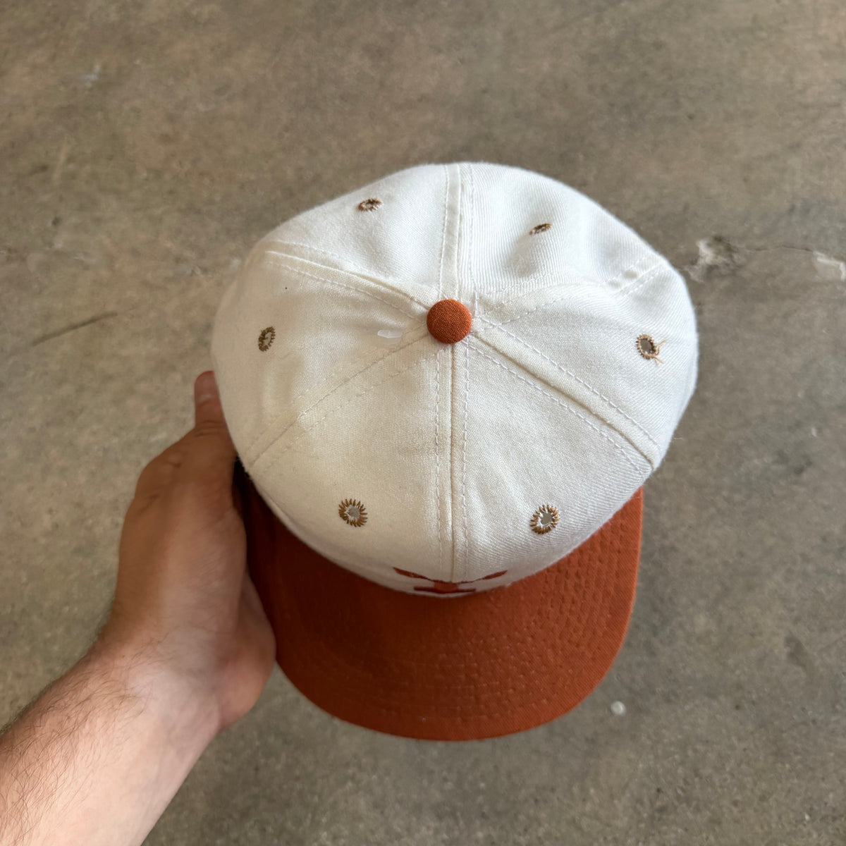 90s White Texas Longhorns The Game Fitted Hat 5796
