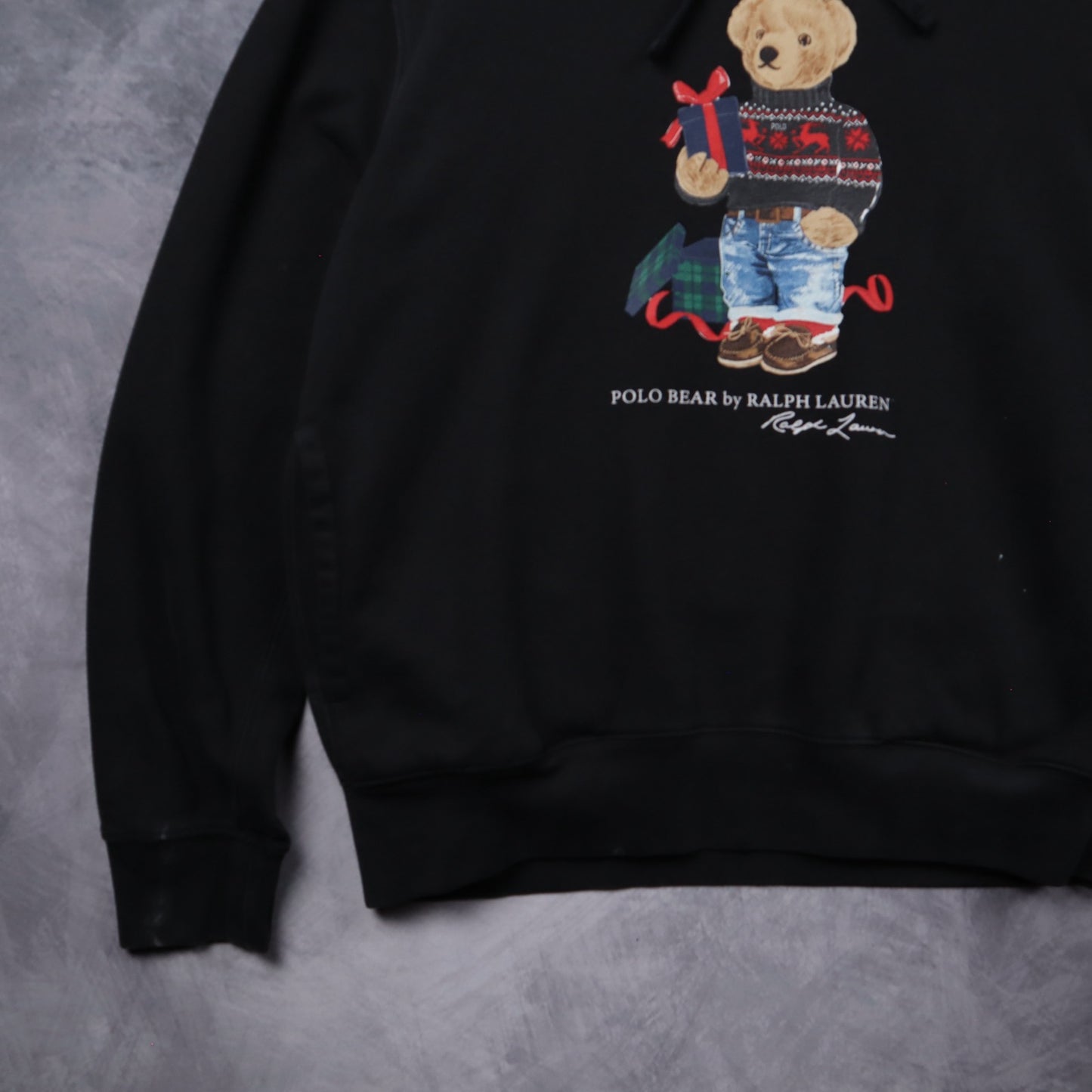 Early 2000s Black Polo Ralph Lauren Polo Bear Hoodie 5401