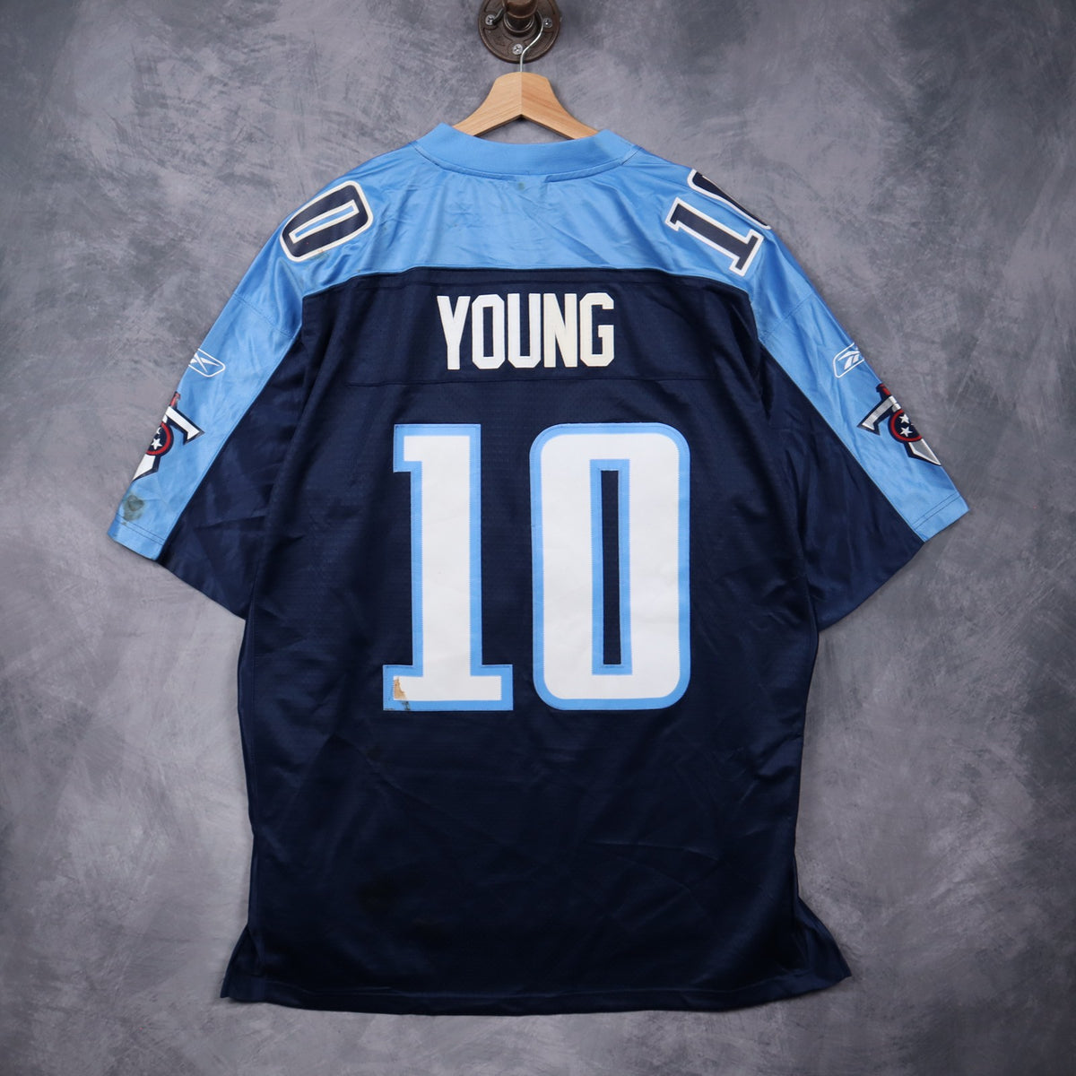 00s Navy Blue Tennessee Titans Vince Young #10 Reebok NFL Jersey 6572