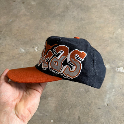 90s Black Texas Longhorns Graffiti Snapback Hat 5788