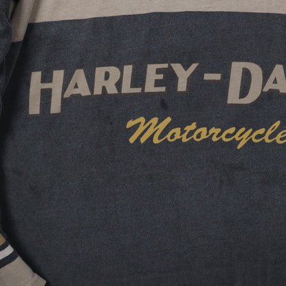 Early 2000s Tan & Grey Harley Davidson Motorcycles Quarter Zip Long Sleeve 5141
