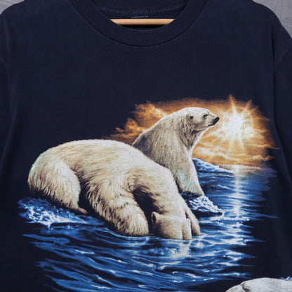 90s Navy Liberty Science Center Polar Bear Wraparound Shirt 5424
