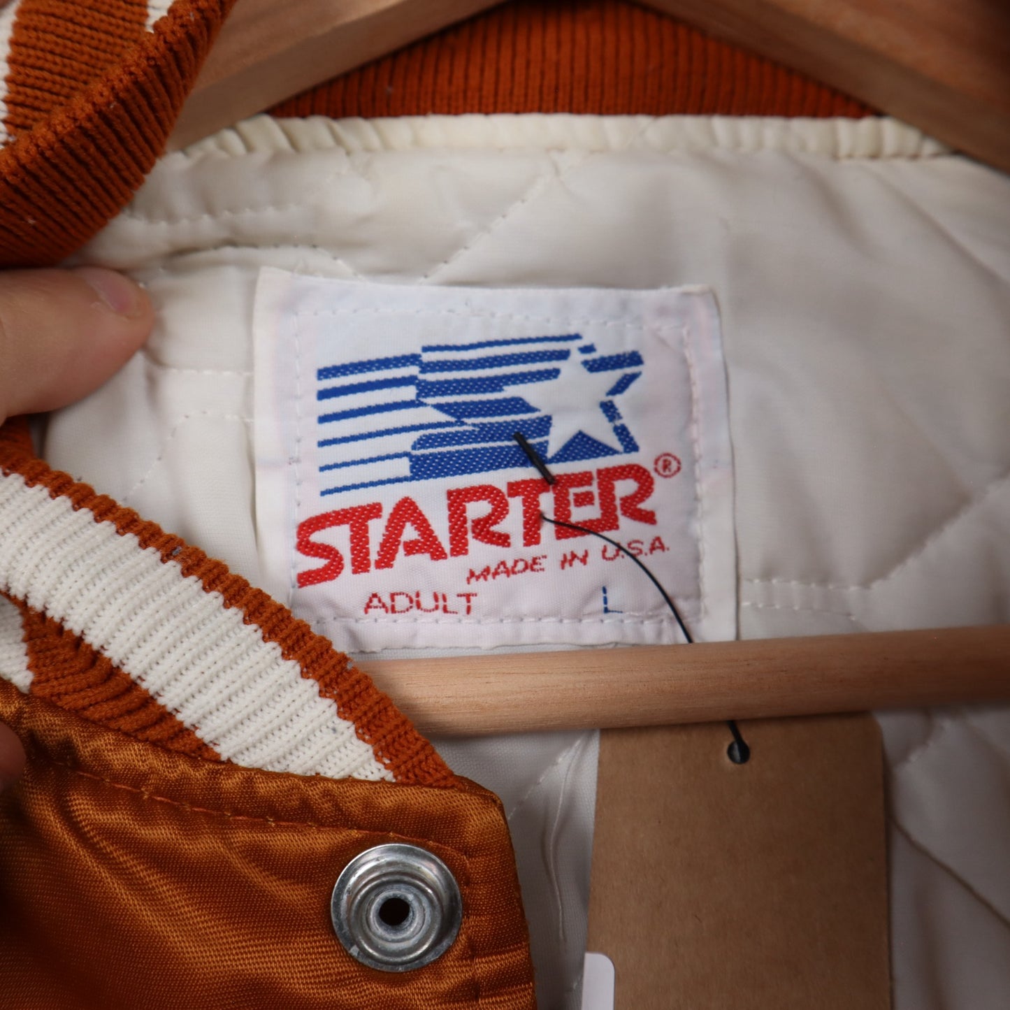 90s Burnt Orange Texas Longhorns Starter Satin Bomber Jacket 5905