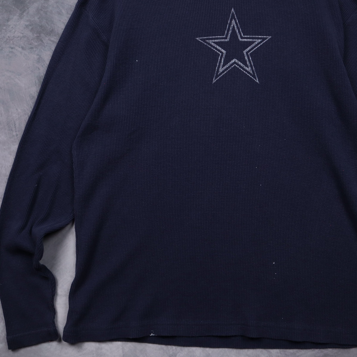 00s Navy Blue Dallas Cowboys Waffle Knit Long Sleeve Shirt 6624