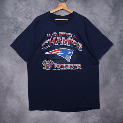1996 Navy Blue New England Patriots AFC Champs Shirt 6660