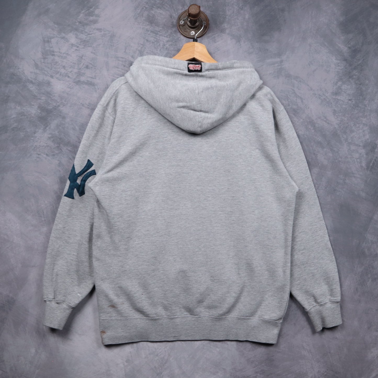 90s Grey New York Yankees Script Hoodie 5542