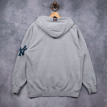 90s Grey New York Yankees Script Hoodie 5542