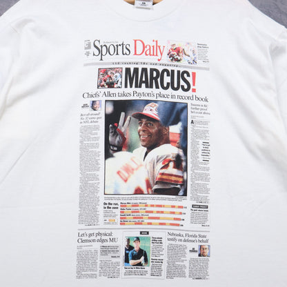 1996 White Marcus Allen Kansas City Chiefs Sports Daily Newspaper Shirt 6547