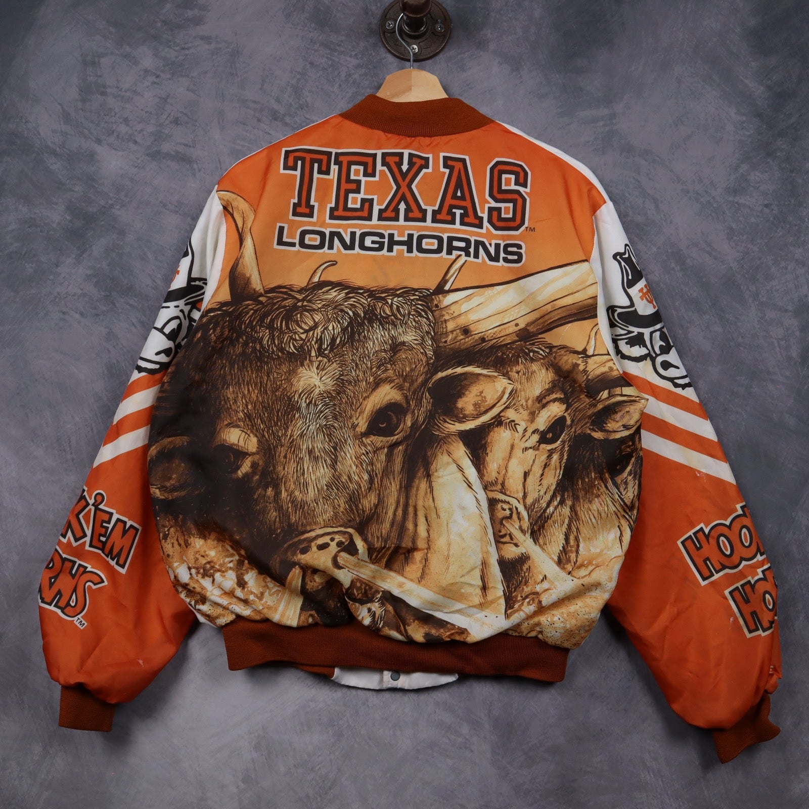 90s White Texas Longhorns Chalk Line Bomber Jacket 5911