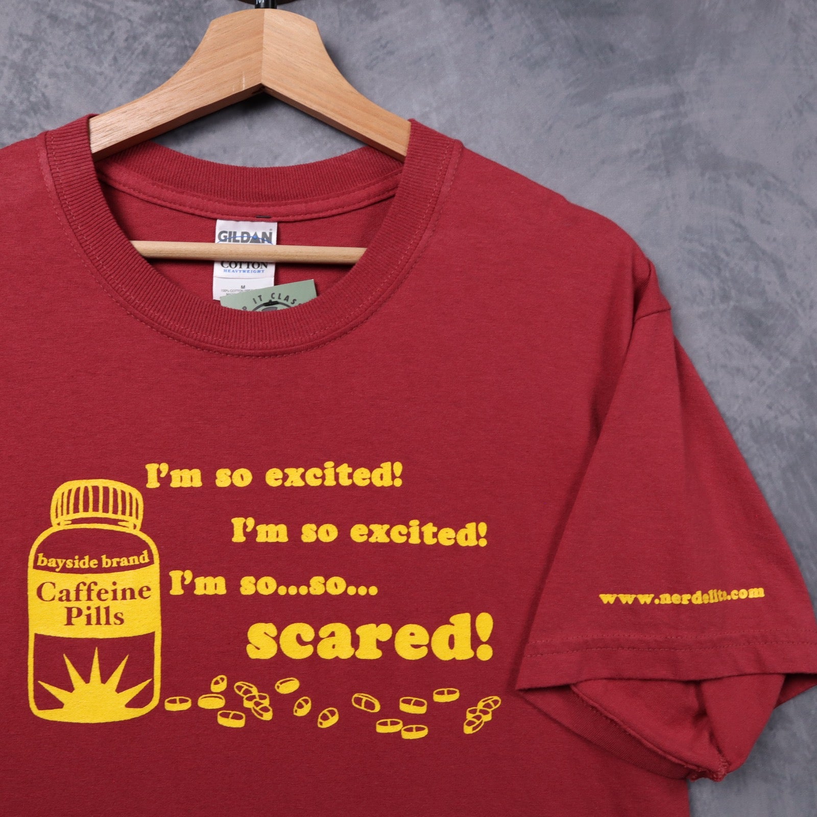 Early 2000s Red Saved By The Bell Caffeine Pills Shirt 5457