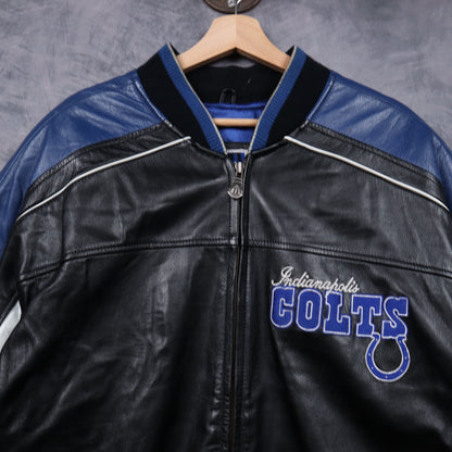 00s Black Indianapolis Colts G-III Carl Banks Leather Jacket 6498
