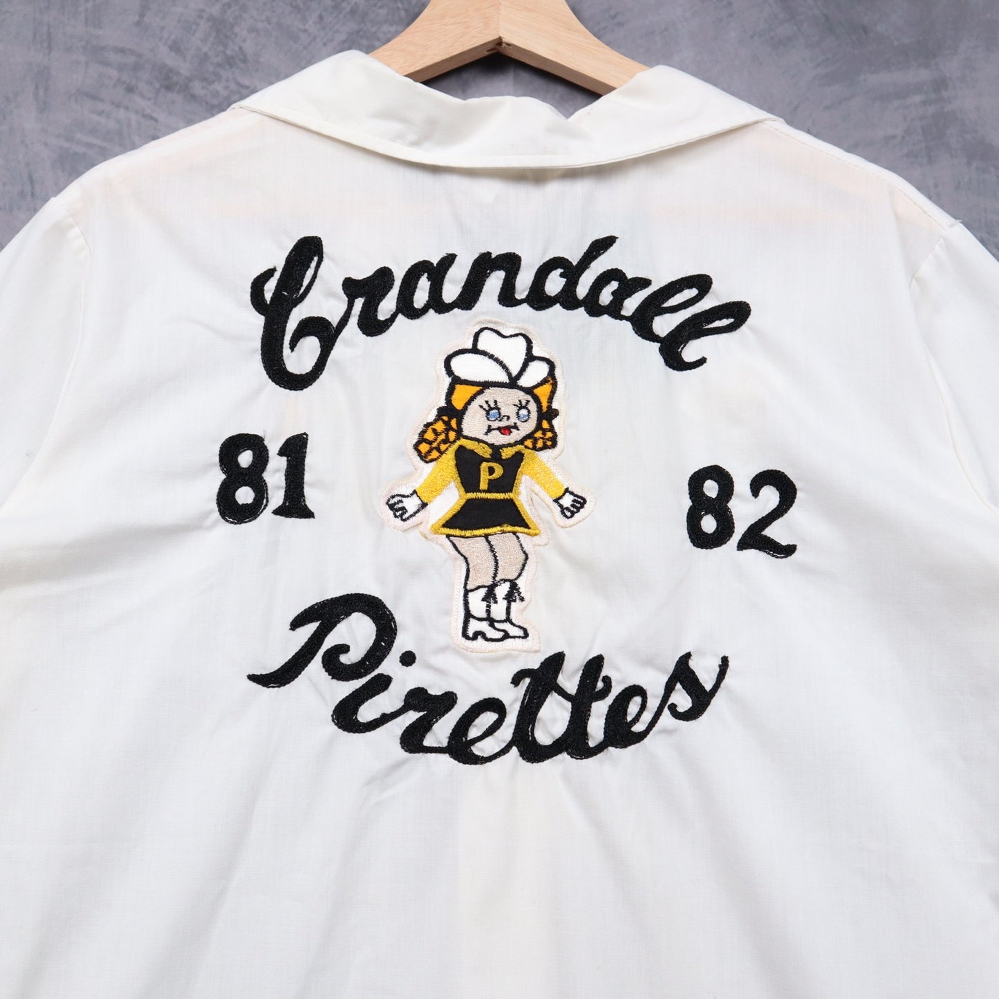 1982 White Crandall Pirettes Chain Stitched Bowling Shirt 4824
